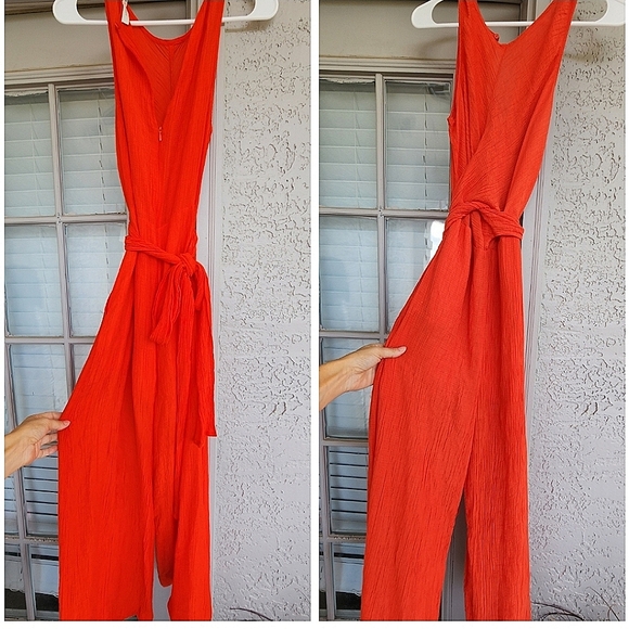 Lush Pants - Lush Elegant Red Jumpsuit With Tie Back Sleeveless. EUC